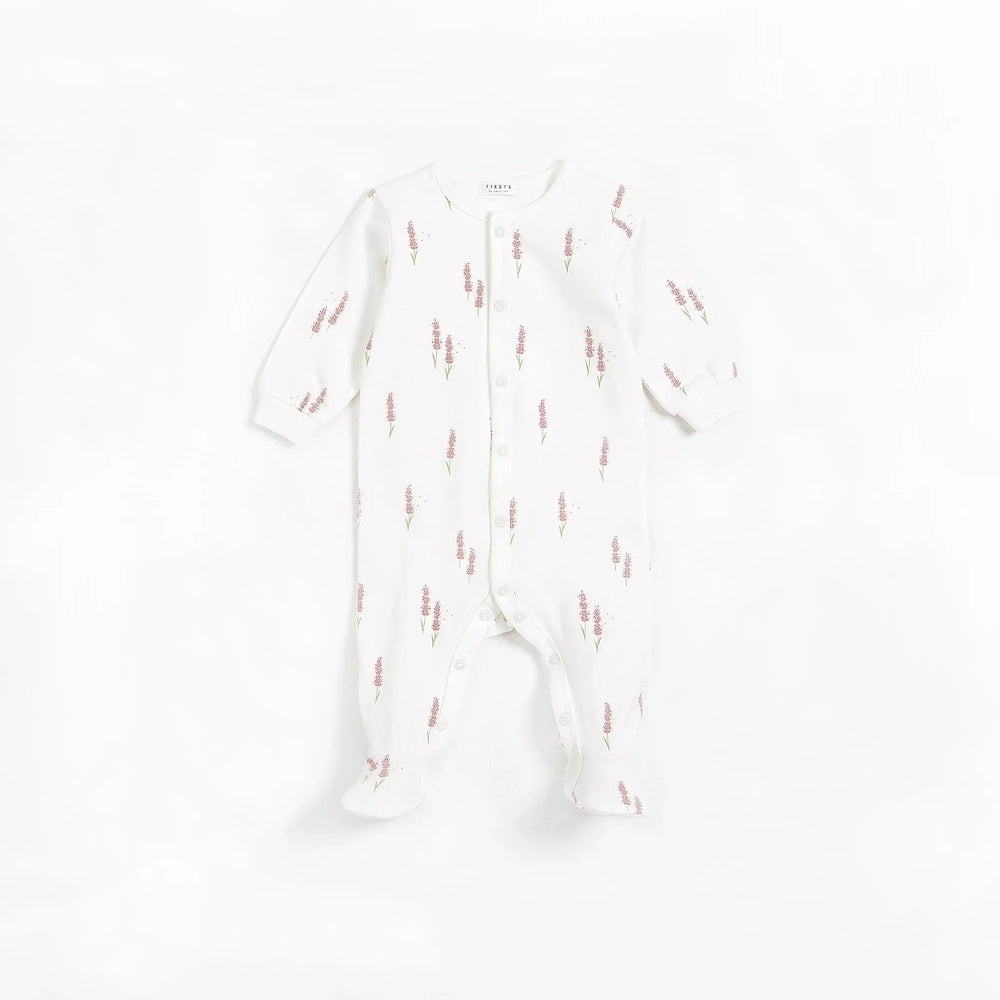 Lavender Print on Off-White Sleeper | Petit Lem - Jenni Kidz