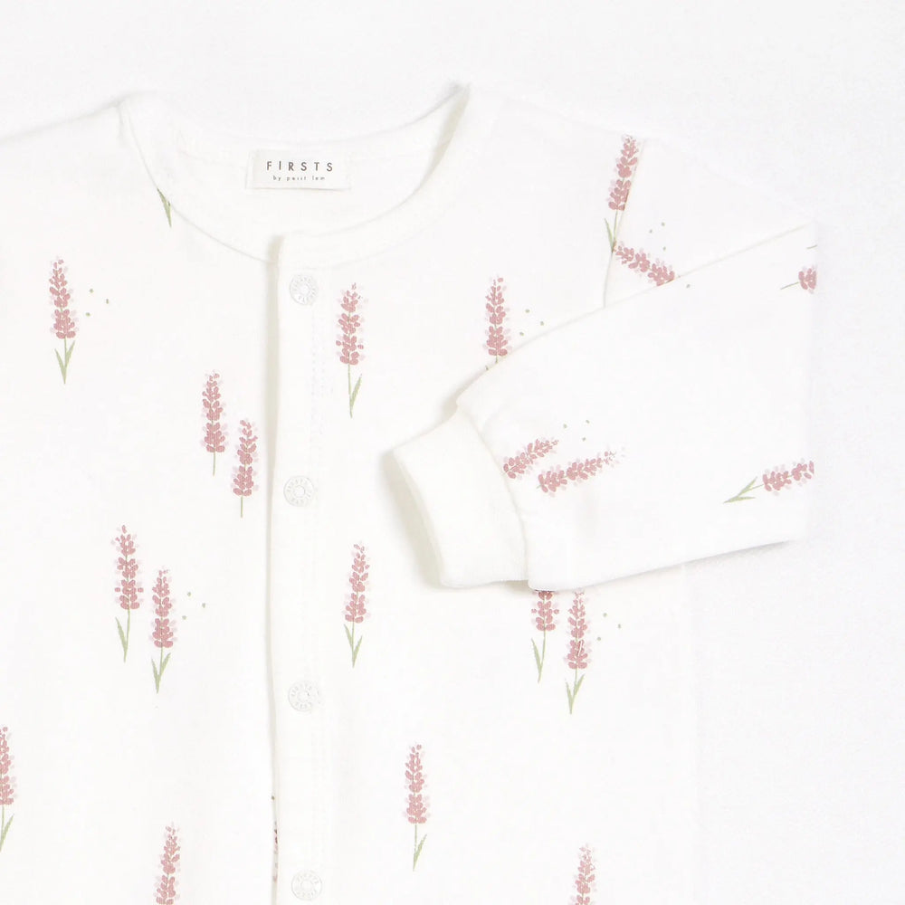 Lavender Print on Off-White Sleeper | Petit Lem - Jenni Kidz