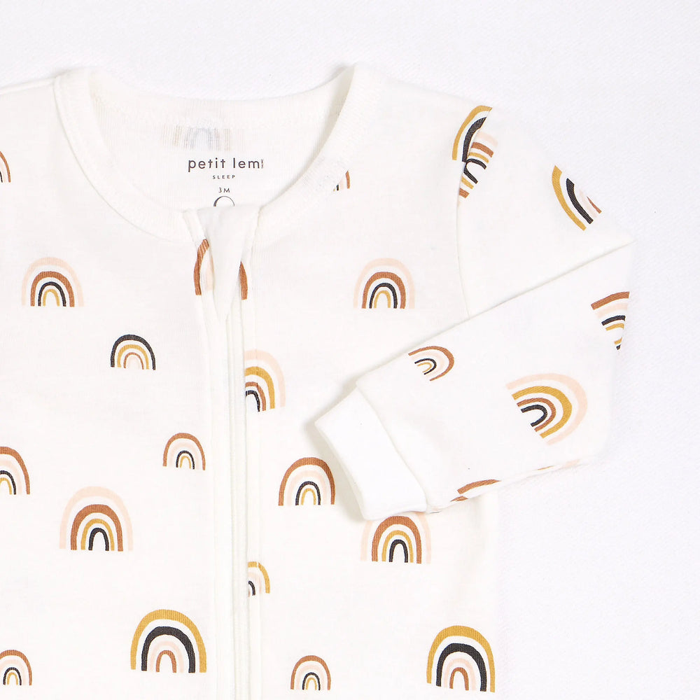 Rainbows Print on Off-White Sleeper | Petit Lem - Jenni Kidz
