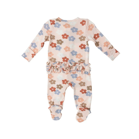 Ruffle Front Zipper Footie - Daisy Hearts | Angel Dear - Jenni Kidz