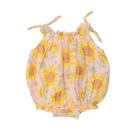 Tie Shoulder Sunsuit - Sunflowers Pink | Angel Dear - Angel Dear