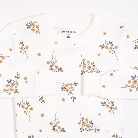 Winter Jasmine Print on Off-White Pyjama Set | Petit Lem - Jenni Kidz