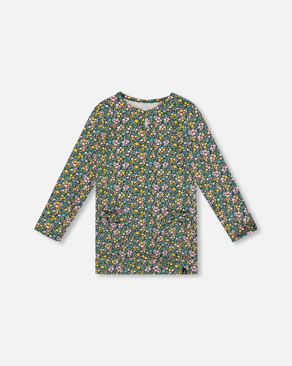 Jersey Tunic Green With Floral Print | Deux par Deux | Jenni Kidz