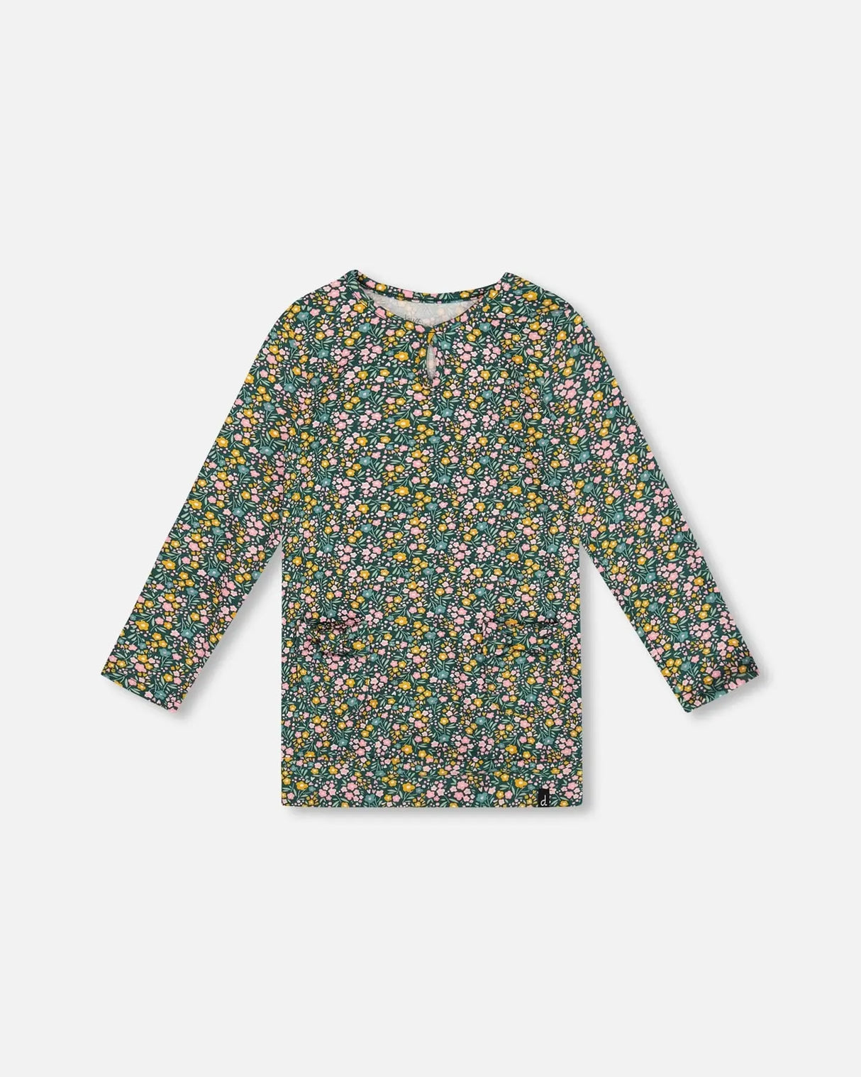 Jersey Tunic Green With Floral Print | Deux par Deux | Jenni Kidz