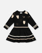 Knit Dress Black With Glittery Heart Motifs | Deux par Deux | Jenni Kidz