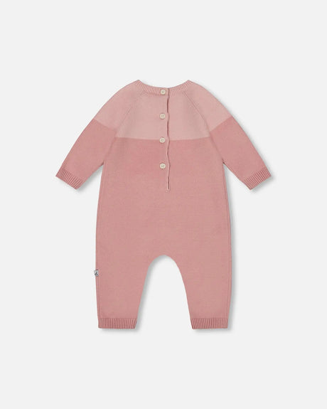 Knitted Bi-Color Cat Romper Old Pink | Deux par Deux | Jenni Kidz