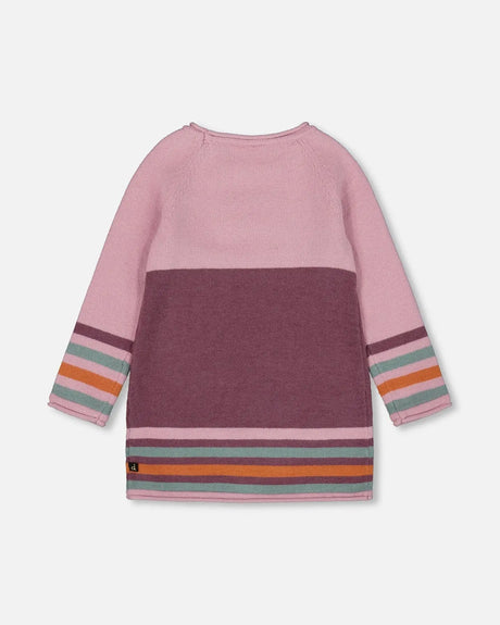 Knitted Dress Dusty Pink With Cat | Deux par Deux | Jenni Kidz