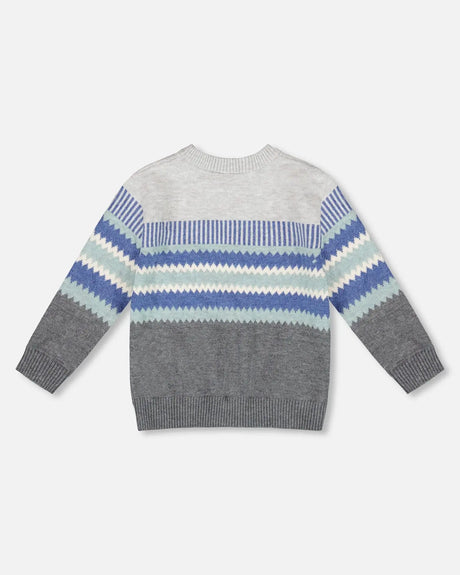 Knitted Jacquard Sweater Dark Gray | Deux par Deux | Jenni Kidz
