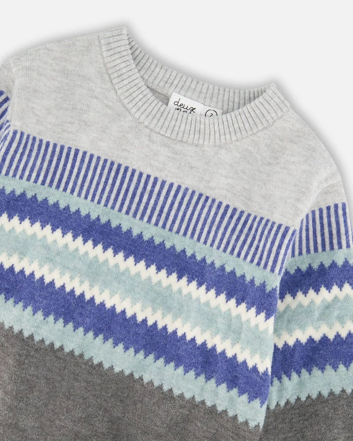 Knitted Jacquard Sweater Dark Gray | Deux par Deux | Jenni Kidz