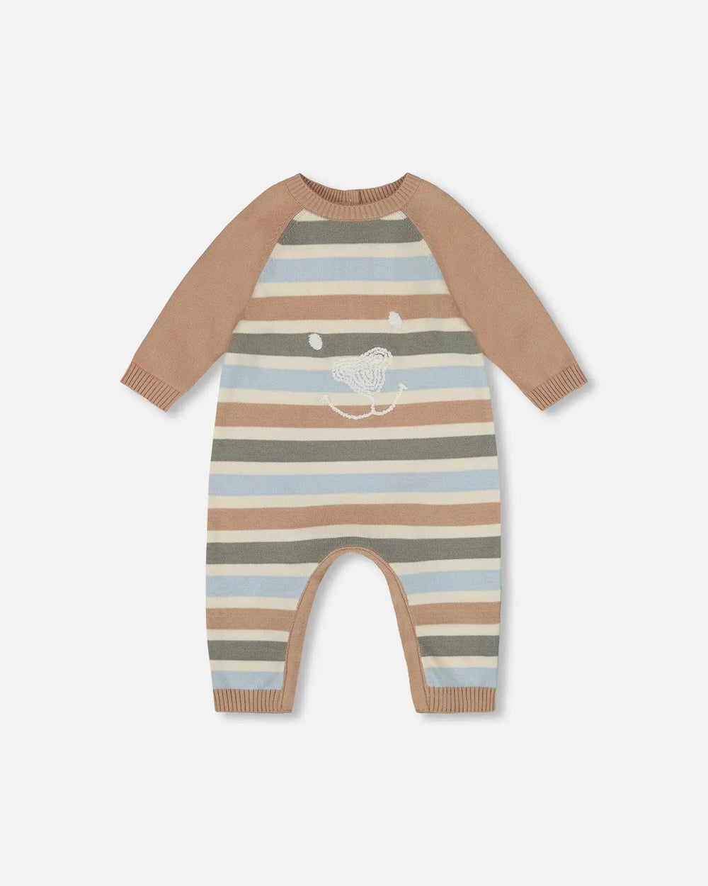 Knitted Romper Blue And Green Stripes | Deux par Deux | Jenni Kidz