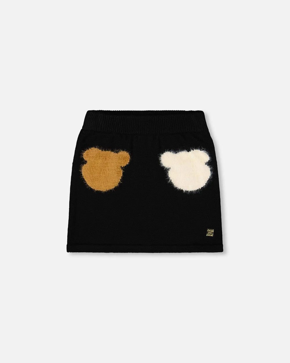 Knitted Skirt Black With Bear Intarsia | Deux par Deux | Jenni Kidz