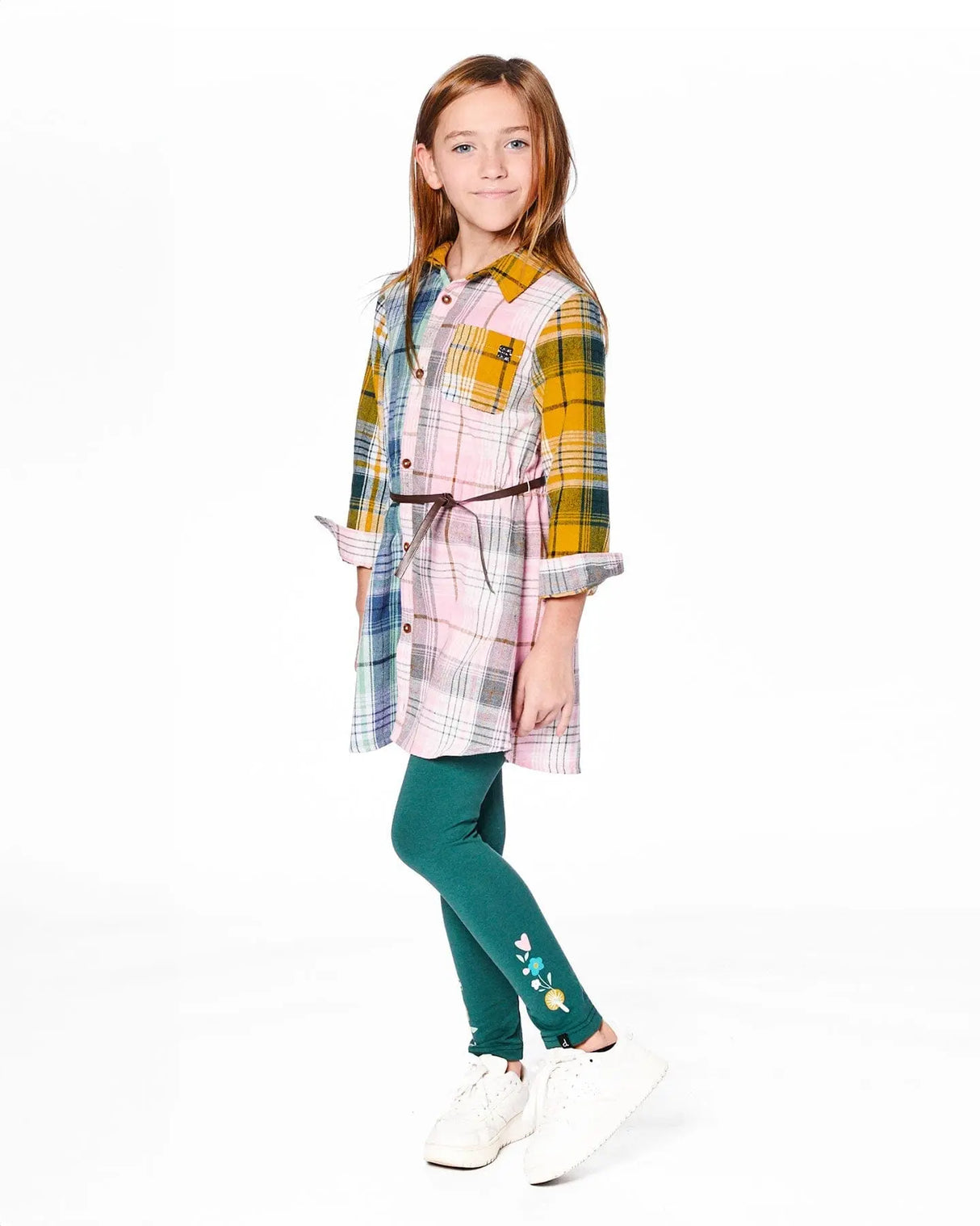 Leggings Dark Green With Flower Print | Deux par Deux | Jenni Kidz