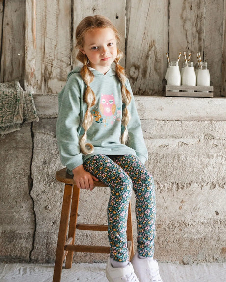 Leggings Green With Flower Print | Deux par Deux | Jenni Kidz