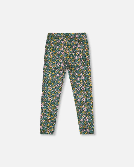 Leggings Green With Flower Print | Deux par Deux | Jenni Kidz