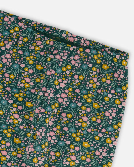 Leggings Green With Flower Print | Deux par Deux | Jenni Kidz