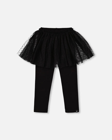 Leggings With Tulle Skirt Black | Deux par Deux | Jenni Kidz