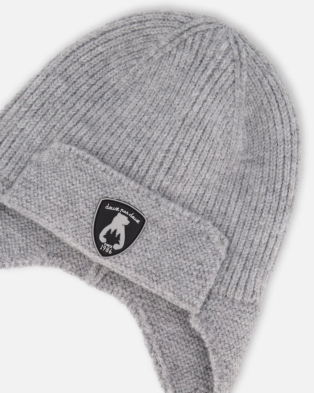 Lined Baby Knit Hat With Ears And Strings Heather Gray | Deux par Deux | Jenni Kidz