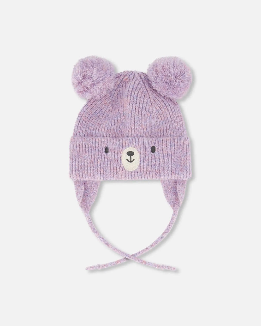 Lined Baby Knit Hat With Pompoms Purple Gray | Deux par Deux | Jenni Kidz