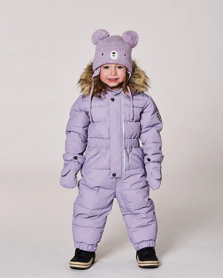 Lined Baby Knit Hat With Pompoms Purple Gray | Deux par Deux | Jenni Kidz