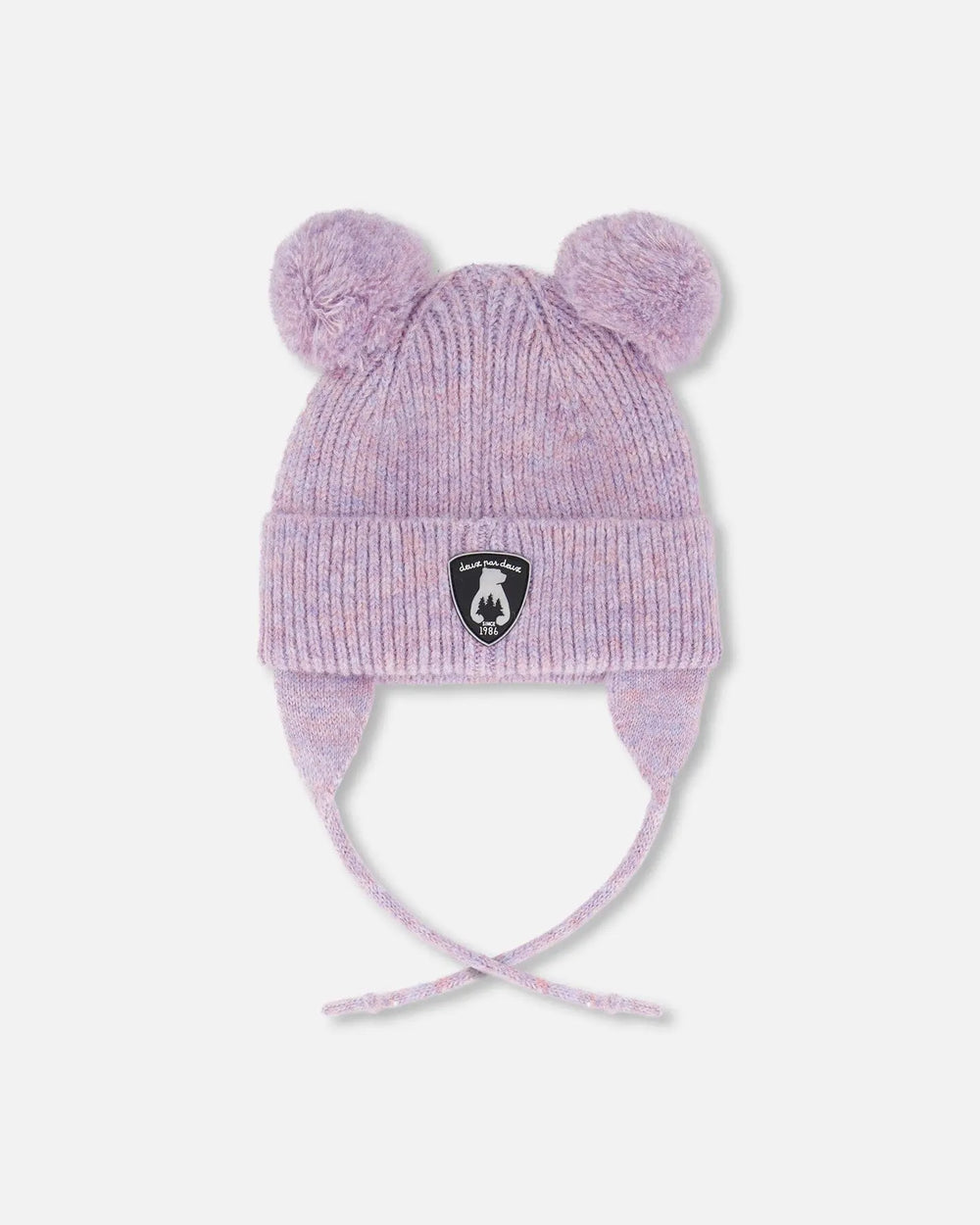 Lined Baby Knit Hat With Pompoms Purple Gray | Deux par Deux | Jenni Kidz