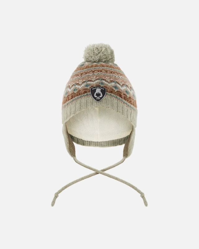 Lined Baby Knit Pompom Hat With Ear Flaps Blue Purple | Deux par Deux | Jenni Kidz