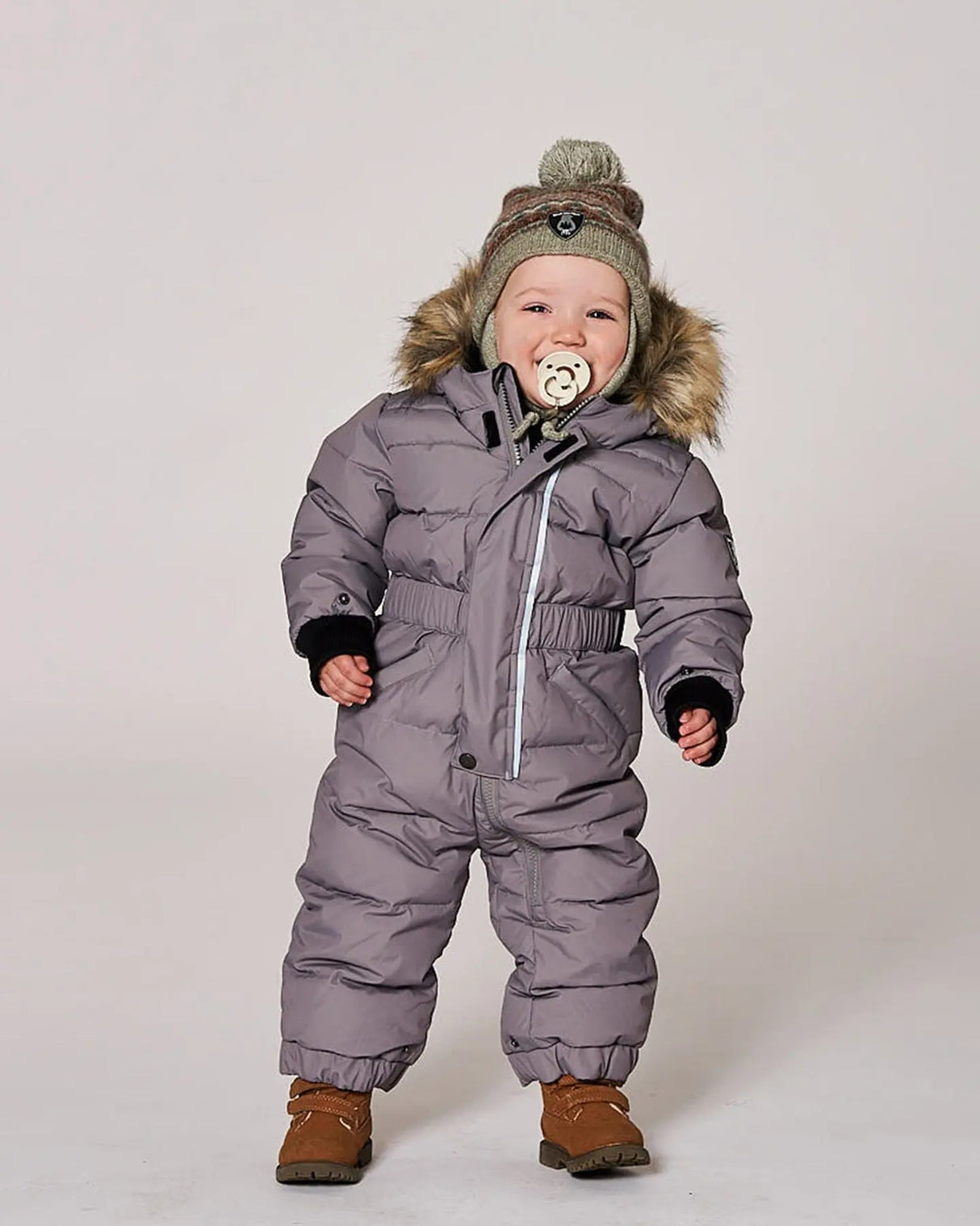 Lined Baby Knit Pompom Hat With Ear Flaps Blue Purple | Deux par Deux | Jenni Kidz