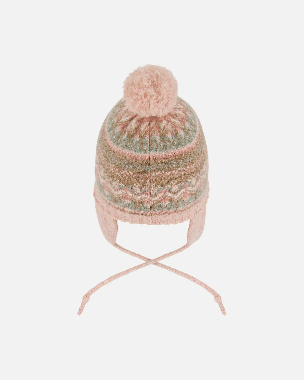 Lined Baby Knit Pompom Hat With Ear Flaps Dusty Pink | Deux par Deux | Jenni Kidz