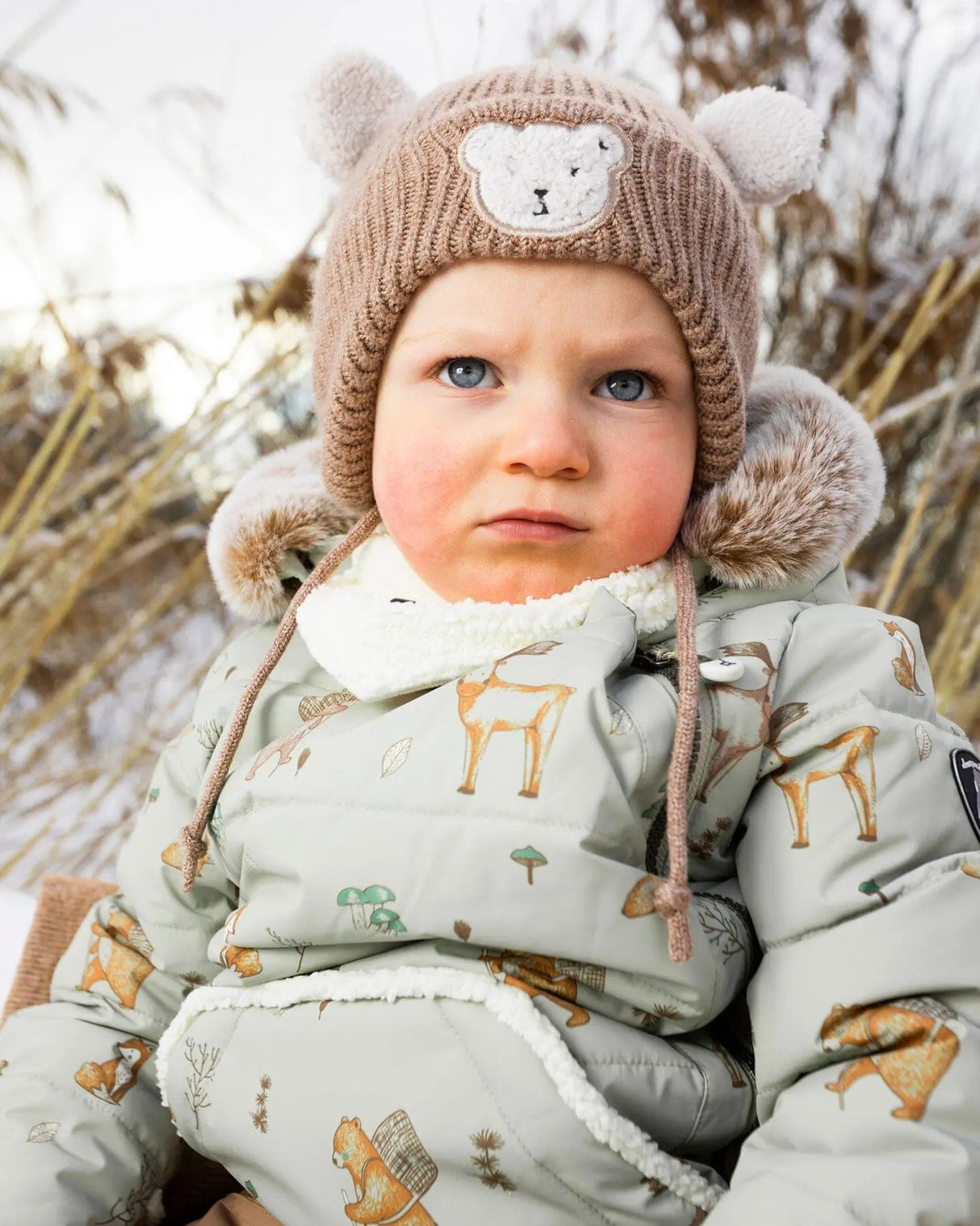 Lined Baby Winter Knit Hat With Ear Flaps Brown | Deux par Deux | Jenni Kidz