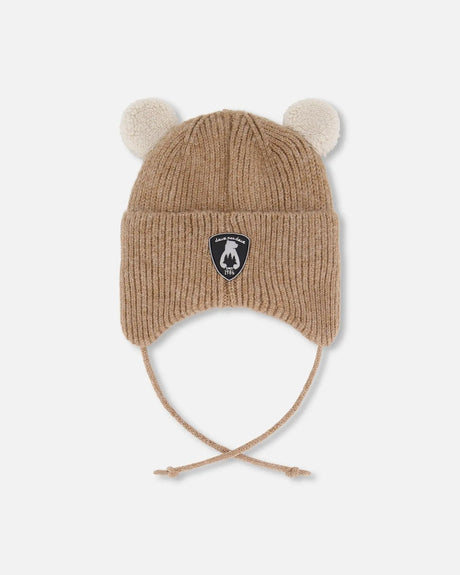 Lined Baby Winter Knit Hat With Ear Flaps Brown | Deux par Deux | Jenni Kidz