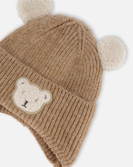 Lined Baby Winter Knit Hat With Ear Flaps Brown | Deux par Deux | Jenni Kidz