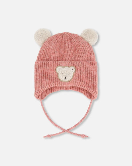 Lined Baby Winter Knit Hat With Ear Flaps Dusty Pink | Deux par Deux | Jenni Kidz