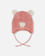 Lined Baby Winter Knit Hat With Ear Flaps Dusty Pink | Deux par Deux | Jenni Kidz