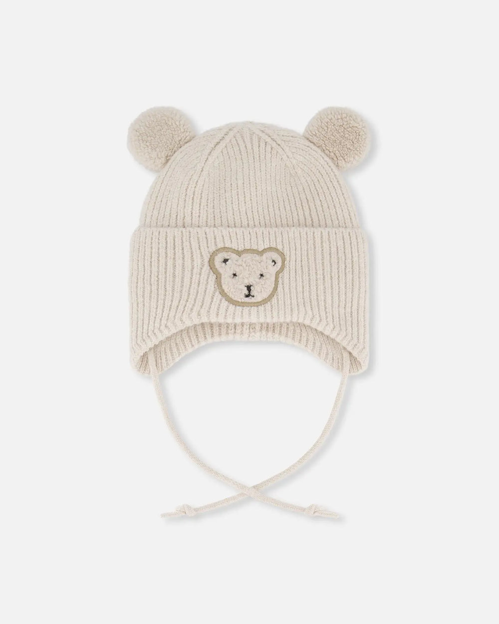 Lined Baby Winter Knit Hat With Ear Flaps Off-White | Deux par Deux | Jenni Kidz