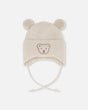 Lined Baby Winter Knit Hat With Ear Flaps Off-White | Deux par Deux | Jenni Kidz