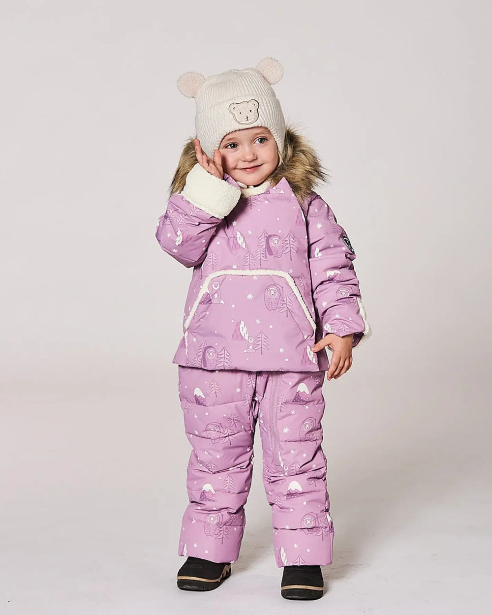 Lined Baby Winter Knit Hat With Ear Flaps Off-White | Deux par Deux | Jenni Kidz