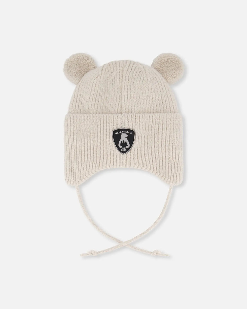 Lined Baby Winter Knit Hat With Ear Flaps Off-White | Deux par Deux | Jenni Kidz
