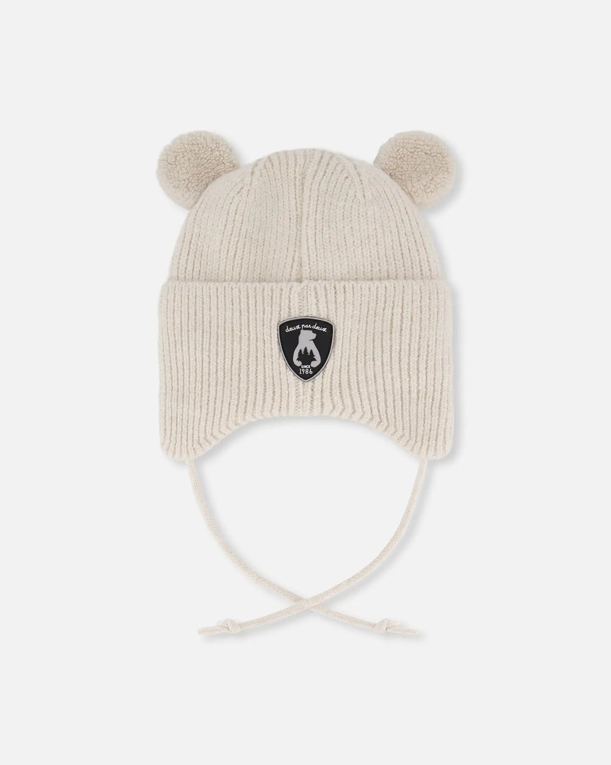 Lined Baby Winter Knit Hat With Ear Flaps Off-White | Deux par Deux | Jenni Kidz