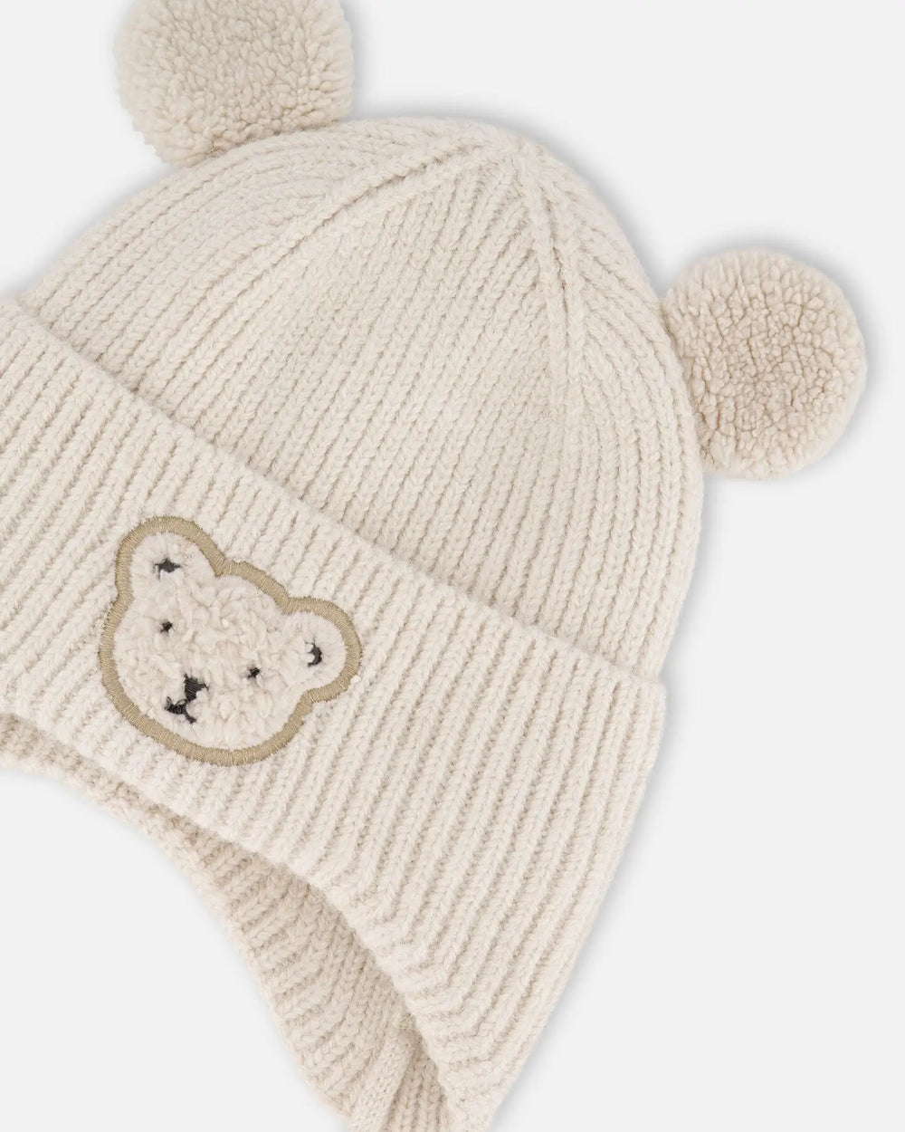 Lined Baby Winter Knit Hat With Ear Flaps Off-White | Deux par Deux | Jenni Kidz