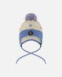Lined Knit Hat With Ears Off-White And Blue | Deux par Deux | Jenni Kidz