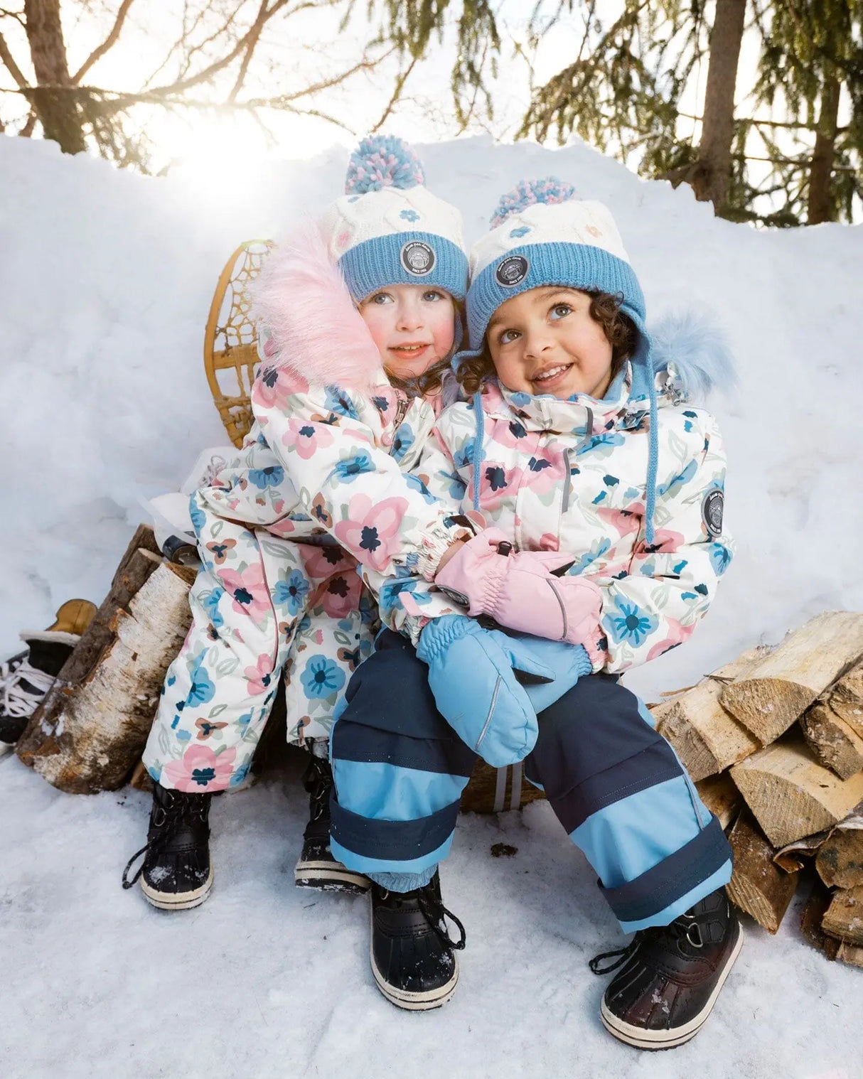 Lined Knit Hat With Ears Off-White And Blue | Deux par Deux | Jenni Kidz