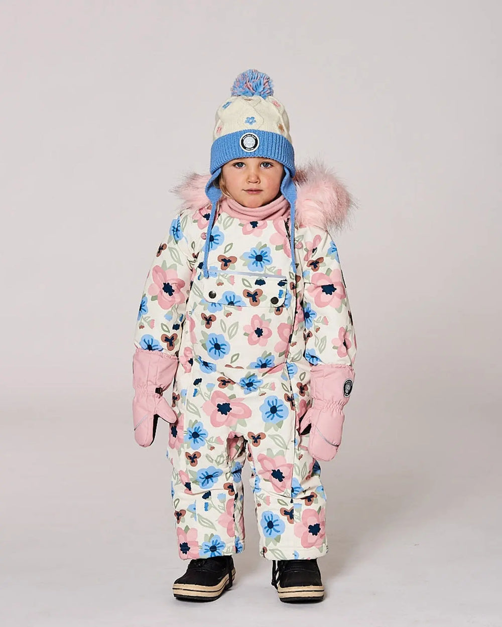 Lined Knit Hat With Ears Off-White And Blue | Deux par Deux | Jenni Kidz