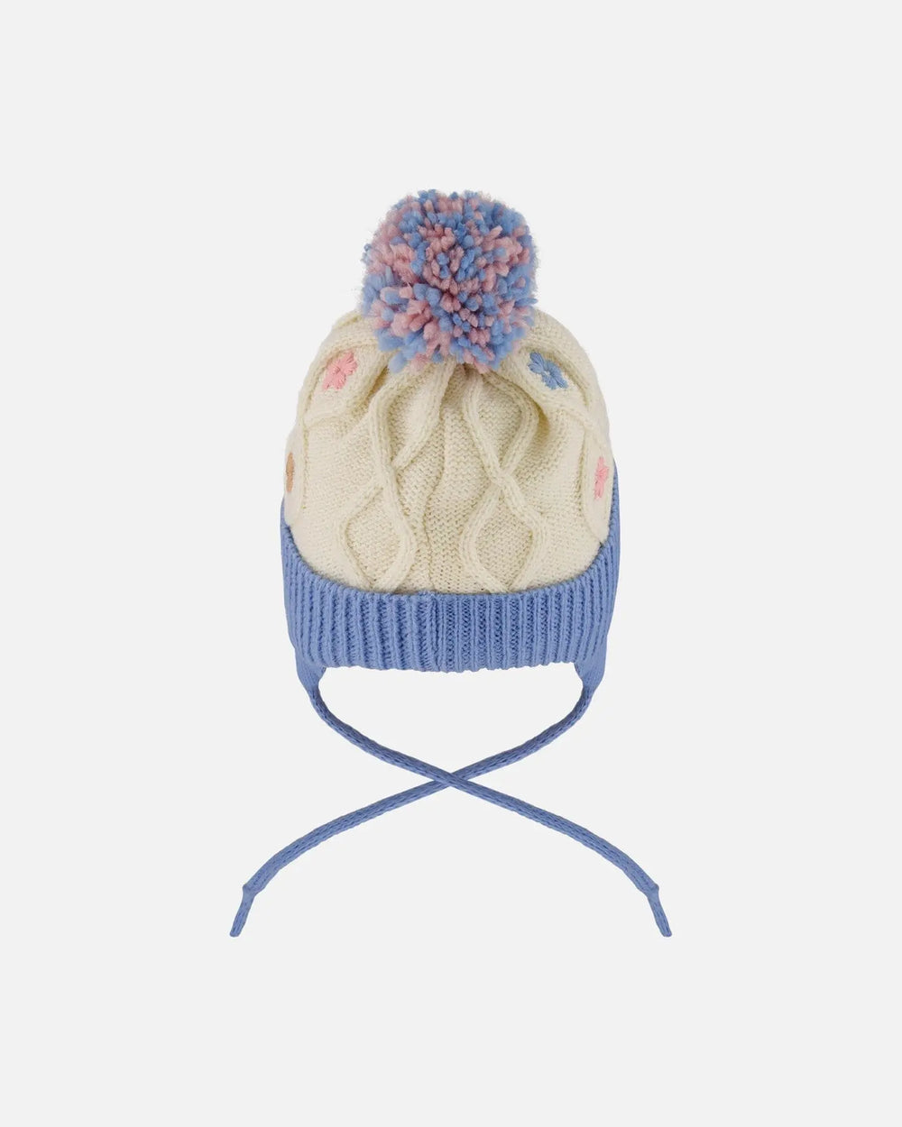 Lined Knit Hat With Ears Off-White And Blue | Deux par Deux | Jenni Kidz