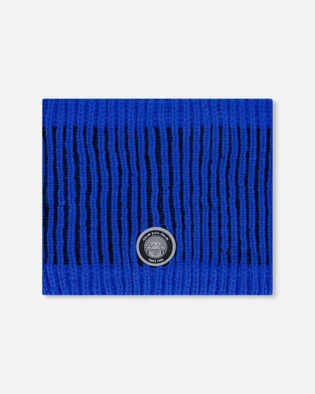 Lined Knit Neckwarmer Black And Blue | Deux par Deux | Jenni Kidz