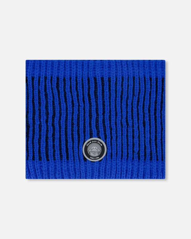 Lined Knit Neckwarmer Black And Blue | Deux par Deux | Jenni Kidz
