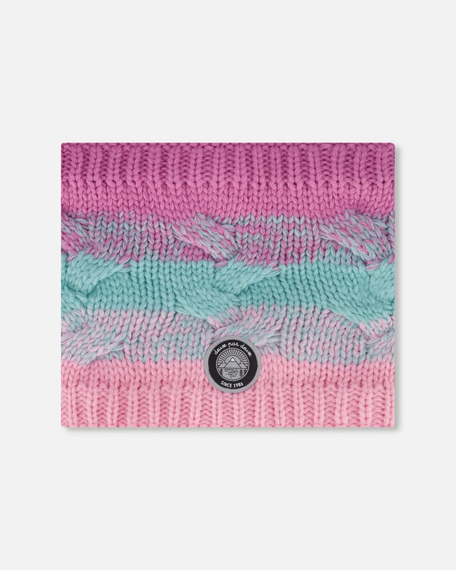 Lined Knit Neckwarmer Pink, Orange And Turquoise | Deux par Deux | Jenni Kidz