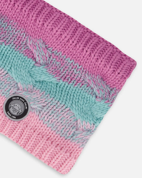 Lined Knit Neckwarmer Pink, Orange And Turquoise | Deux par Deux | Jenni Kidz