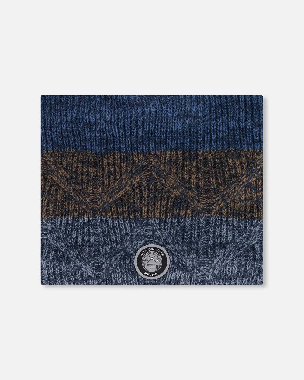Lined Knit Neckwarmer Taupe And Navy | Deux par Deux | Jenni Kidz