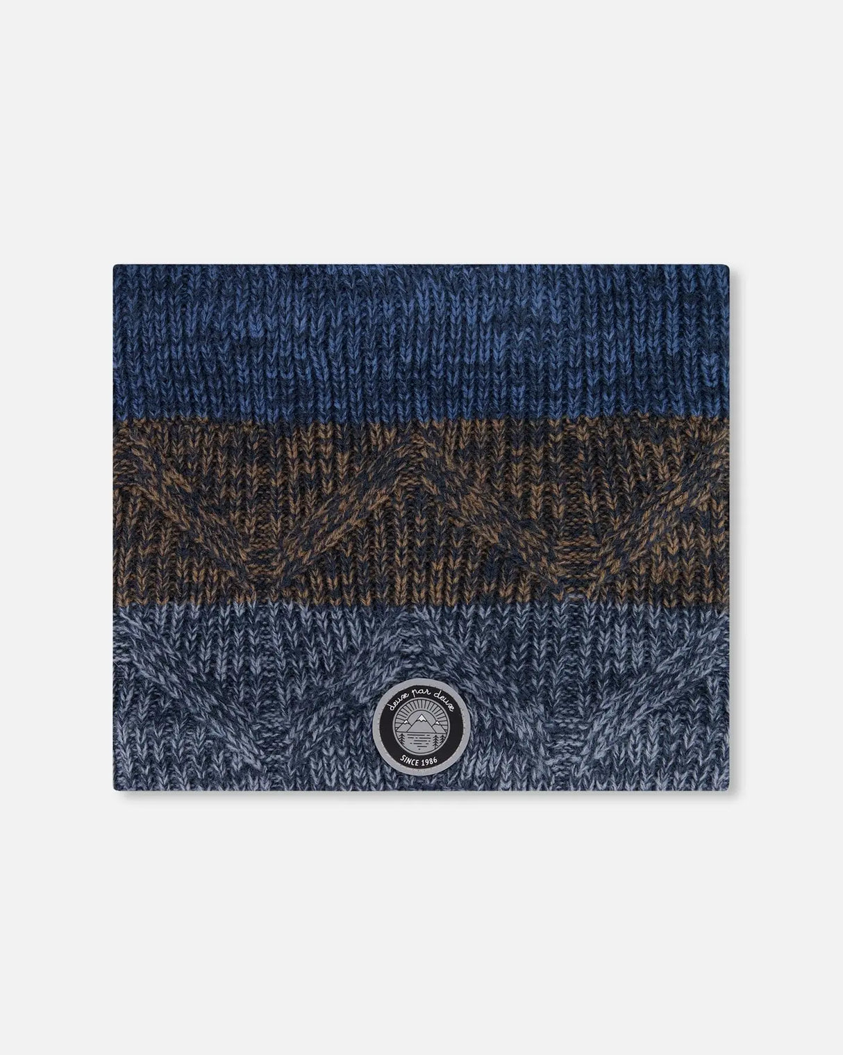 Lined Knit Neckwarmer Taupe And Navy | Deux par Deux | Jenni Kidz