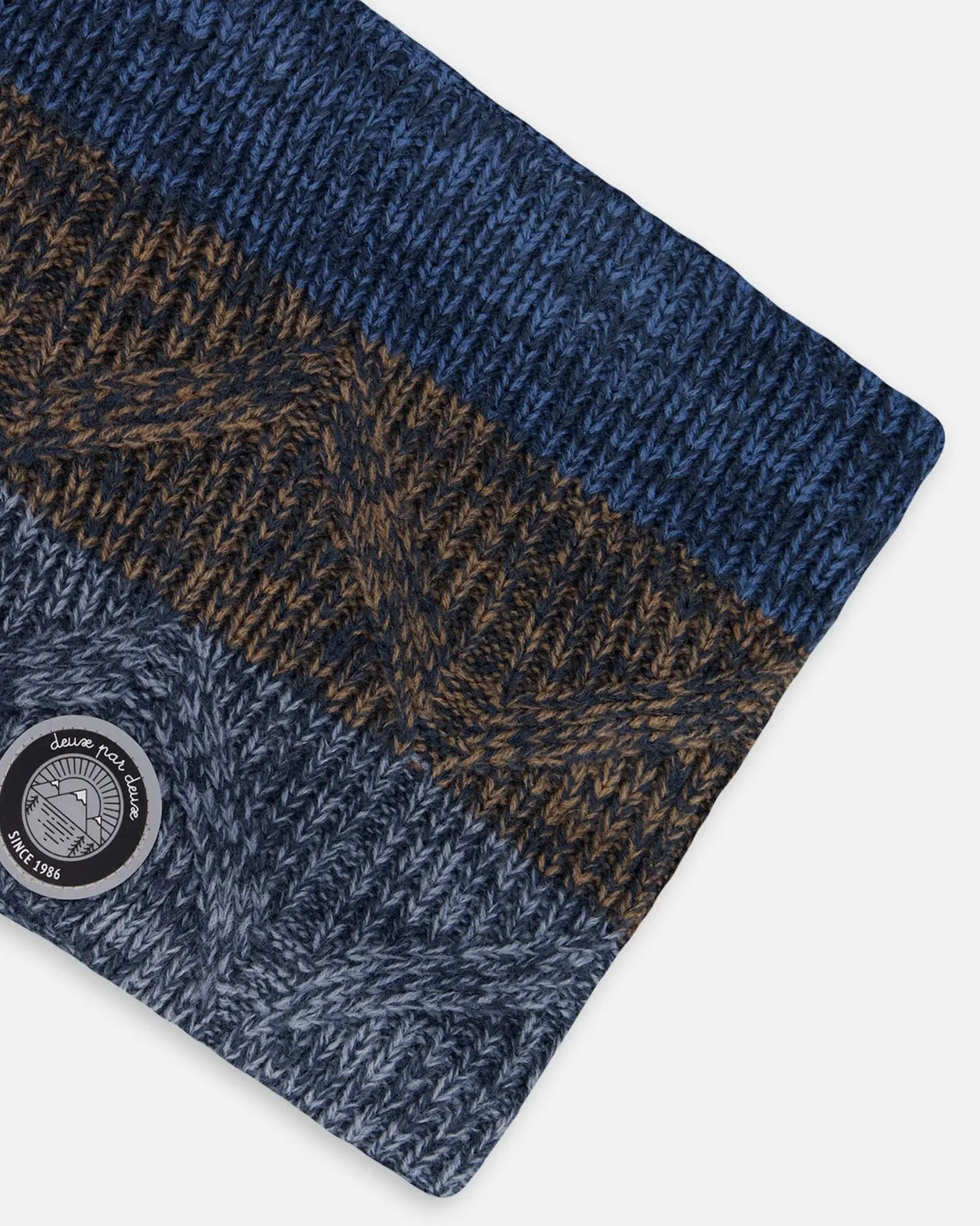 Lined Knit Neckwarmer Taupe And Navy | Deux par Deux | Jenni Kidz