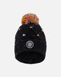 Lined Knit Pompom Hat Black And Multicolor With Little Sequins | Deux par Deux | Jenni Kidz
